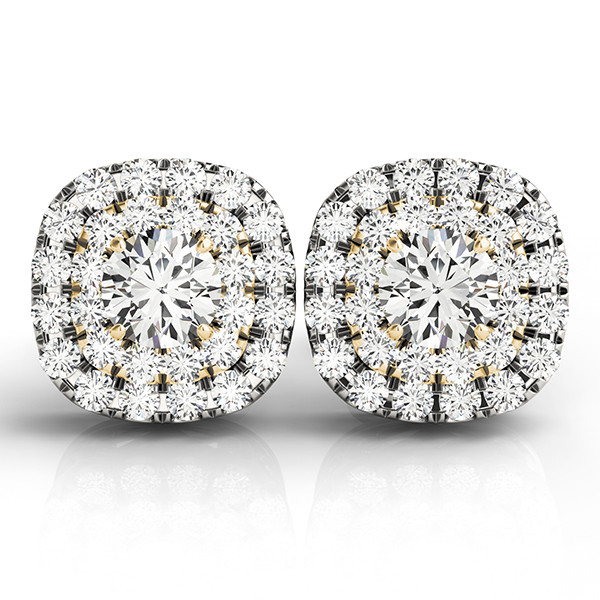 0.12 Ct Natural Round Cut Ebba Halo Diamond Earrings in Silver 925