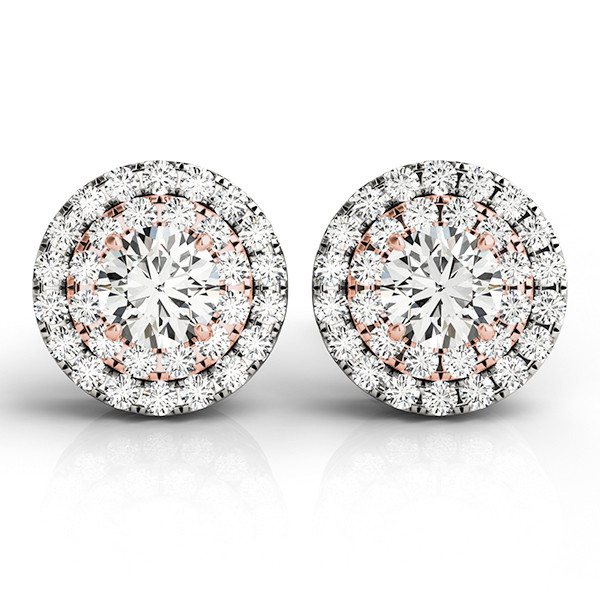 0.12 Ct Natural Round Cut Egle Halo Diamond Earrings in Silver 925