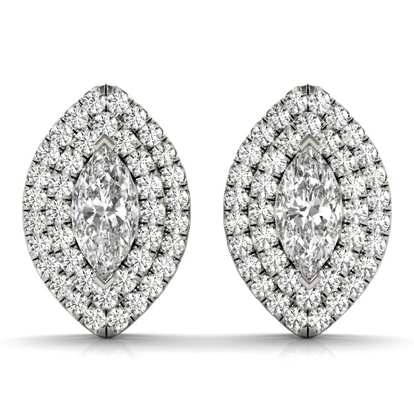 0.5 Ct Natural Marquise Cut Eui Halo Diamond Earrings in Silver 925