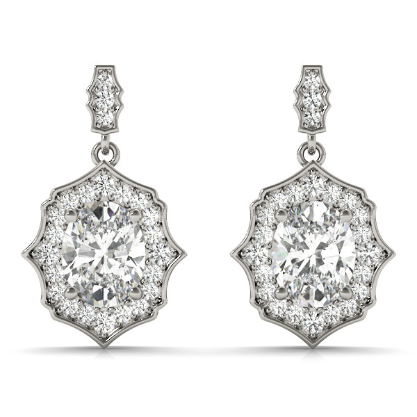 0.25 Ct Natural Oval Cut  Ellaria Diamond Drop Earrings in Silver 925