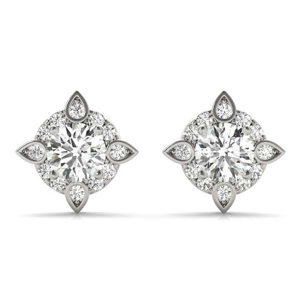 0.25 Ct Natural Round Cut Evora Halo Diamond Earrings in Silver 925