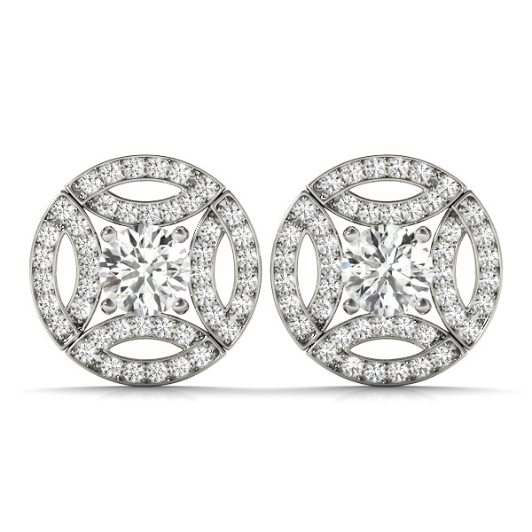 1.44 Ct Natural Round Cut Essi Halo Diamond Earrings in Silver 925