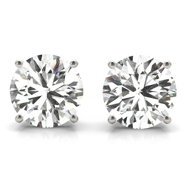 0.1 Ct Natural Diamond Round Cut  Fina Studs Earrings in Silver 925