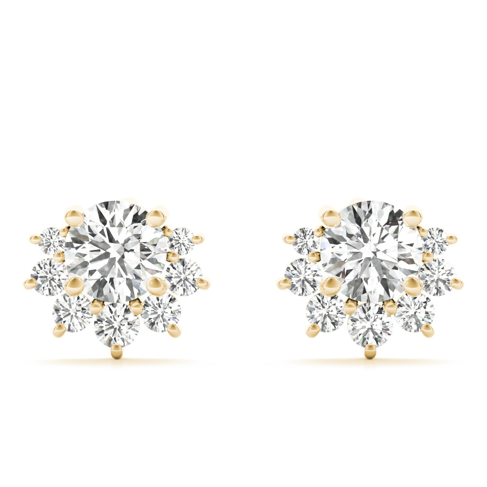 0.7 Ct Natural Round Cut Raynaa Diamond Cluster Earrings in Silver 925