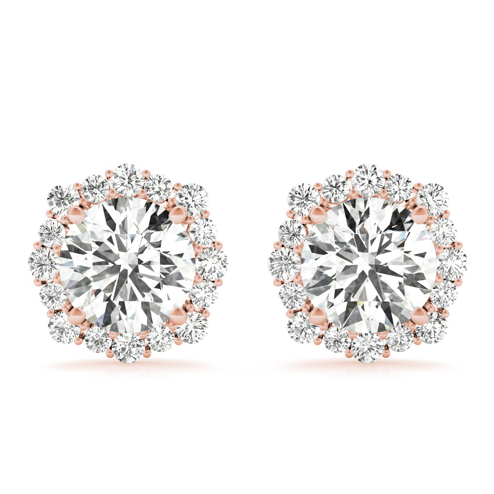 0.1 Ct Natural Round Cut Eilidh Halo Diamond Earrings in Silver 925