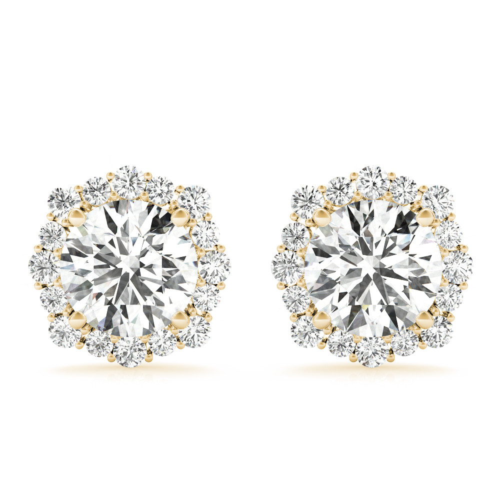 0.1 Ct Natural Round Cut Eilidh Halo Diamond Earrings in Silver 925