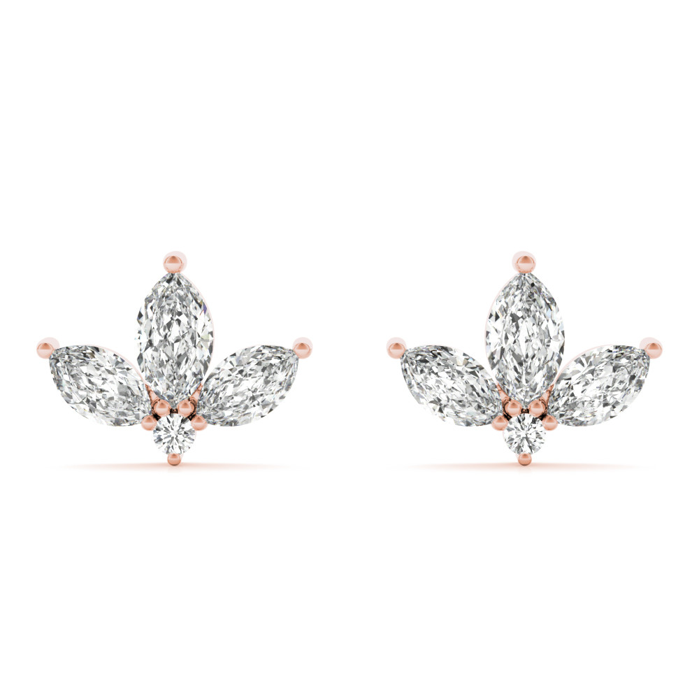 0.37 Ct Natural Marquise Cut Badah Diamond Cluster Earrings in Silver 925