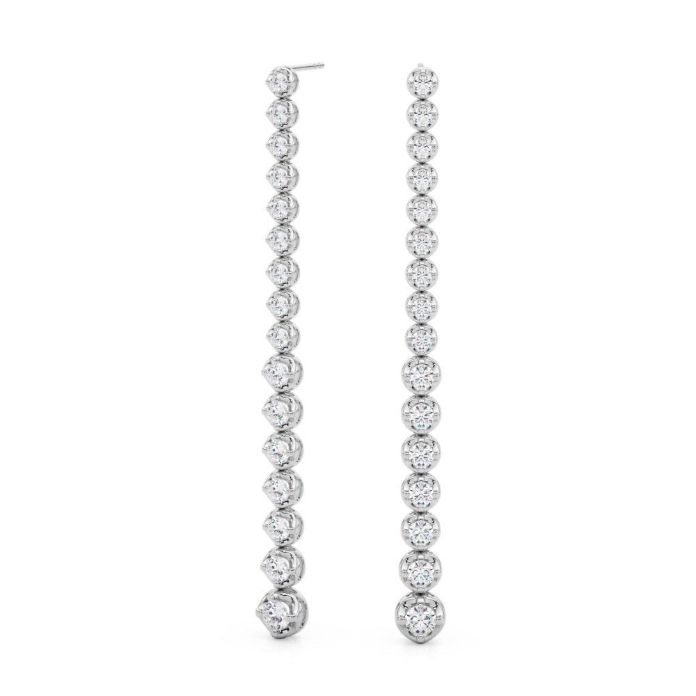 3.18 Ct Lab-Created Round Cut Linden Designer Diamond Earrings in Silver 925