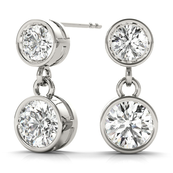 0.25 Ct Natural Round Cut  Ezmae Diamond Drop Earrings in Silver 925