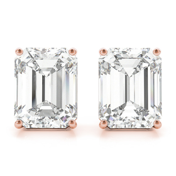 0.35 Ct Natural Diamond Emerald Cut Erina  Studs Earrings in Silver 925