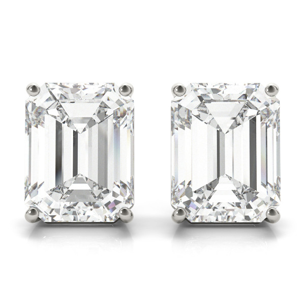 0.35 Ct Natural Diamond Emerald Cut Erina  Studs Earrings in Silver 925