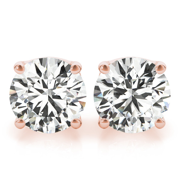 0.1 Ct Natural Diamond Round Cut Emira Studs Earrings in Silver 925