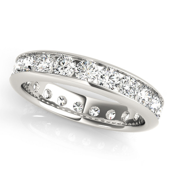 0.9 Ct Natural Round Cut Elyssa  Eternity Diamond Rings in 9K White Gold