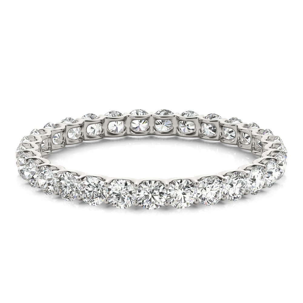 0.75 Ct Natural Round Cut Esmee  Eternity Diamond Rings in 9K White Gold