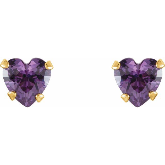 0.6 Ct Amethyst Heart Cut Rhea  Studs Diamond Earrings in 9K White Gold