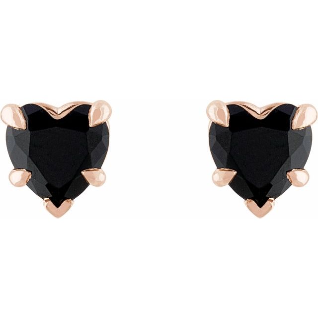 0.6 Ct Black Heart Cut Stajina  Studs Diamond Earrings in Silver 925