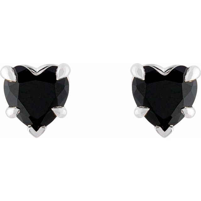 0.6 Ct Black Heart Cut Stajina  Studs Diamond Earrings in Silver 925