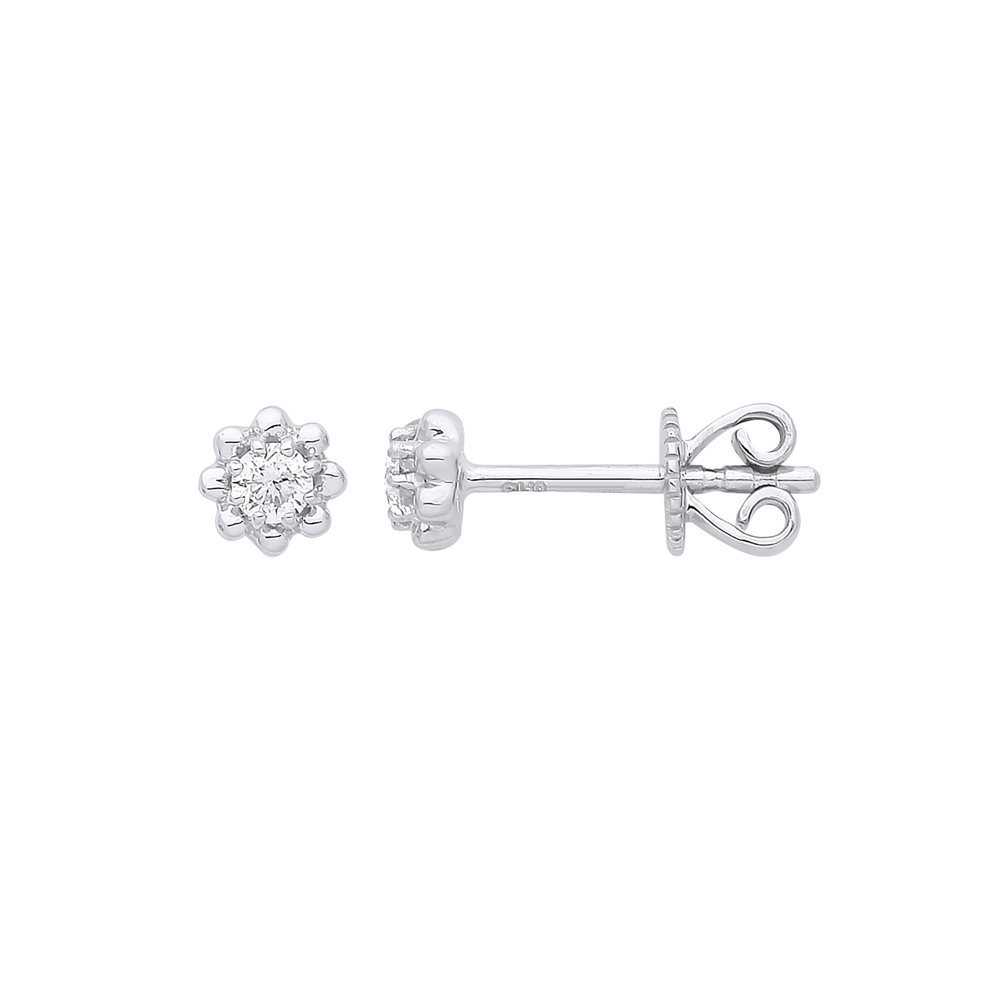 0.13 Ct Natural Round Cut Rosella Studs Diamond Earrings in 9K White Gold