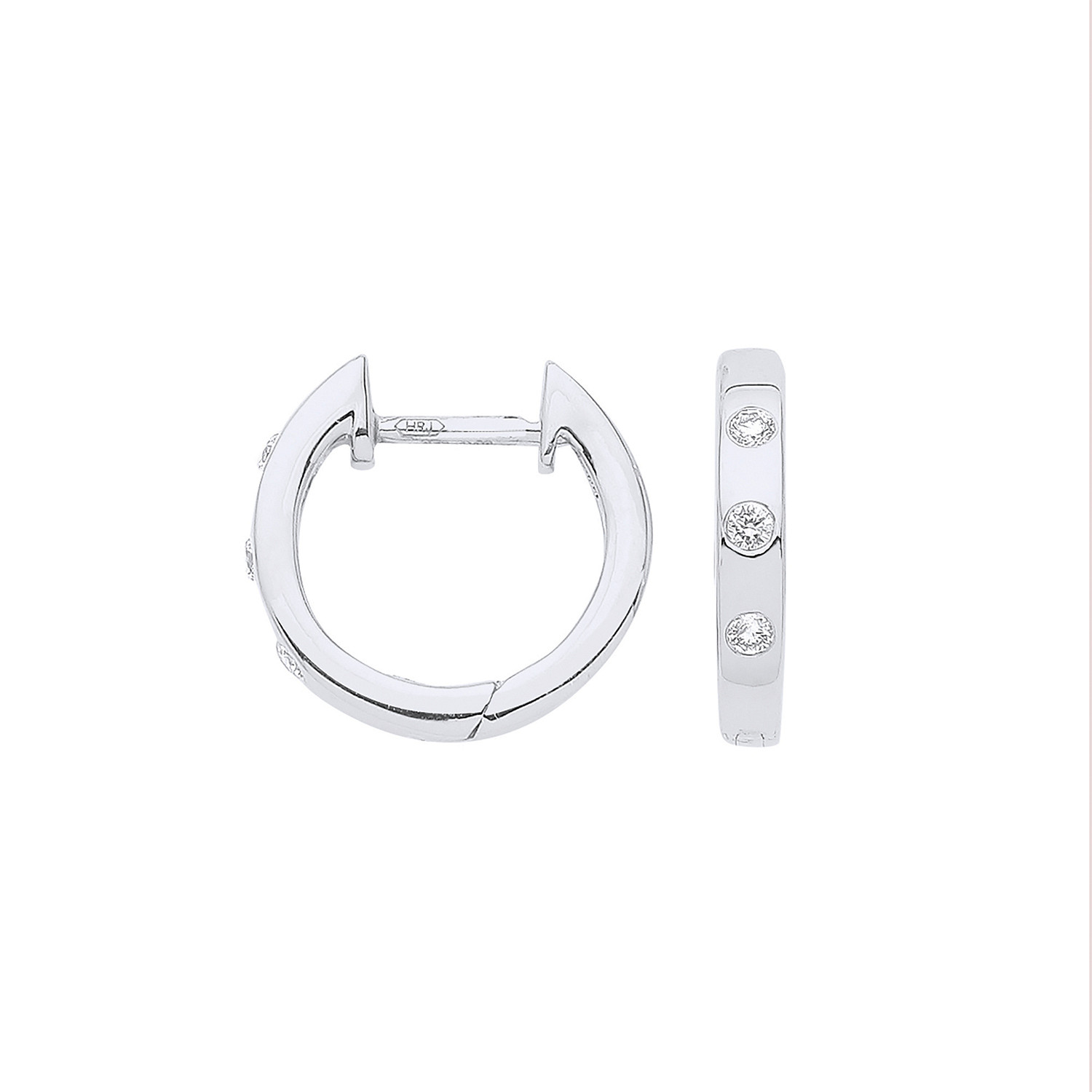 0.08 Ct Natural Round Cut Tiny Hoop Diamond Earrings in 9K White Gold