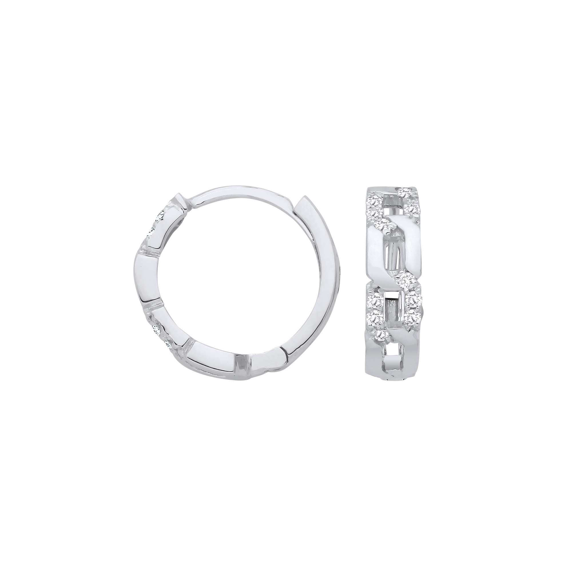 0.12 Ct Natural Round Cut jelin Hoop Diamond Earrings in 9K White Gold