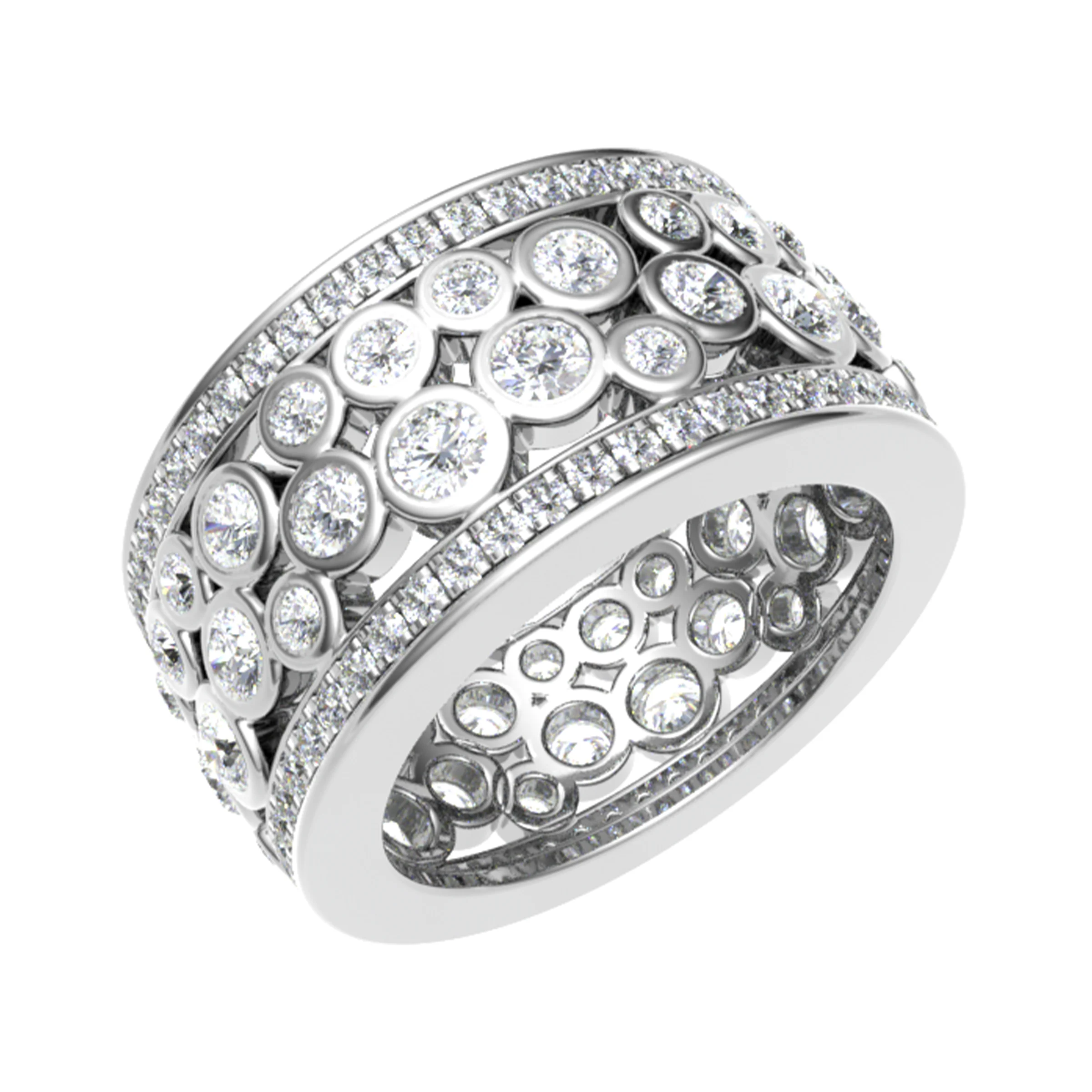 2 Ct Lab-Created Round Cut Ebbot  Eternity Diamond Rings in 9K White Gold