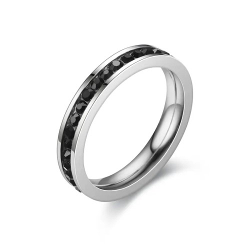 1 Ct Black Round Cut Eviana  Eternity Diamond Rings in 9K White Gold