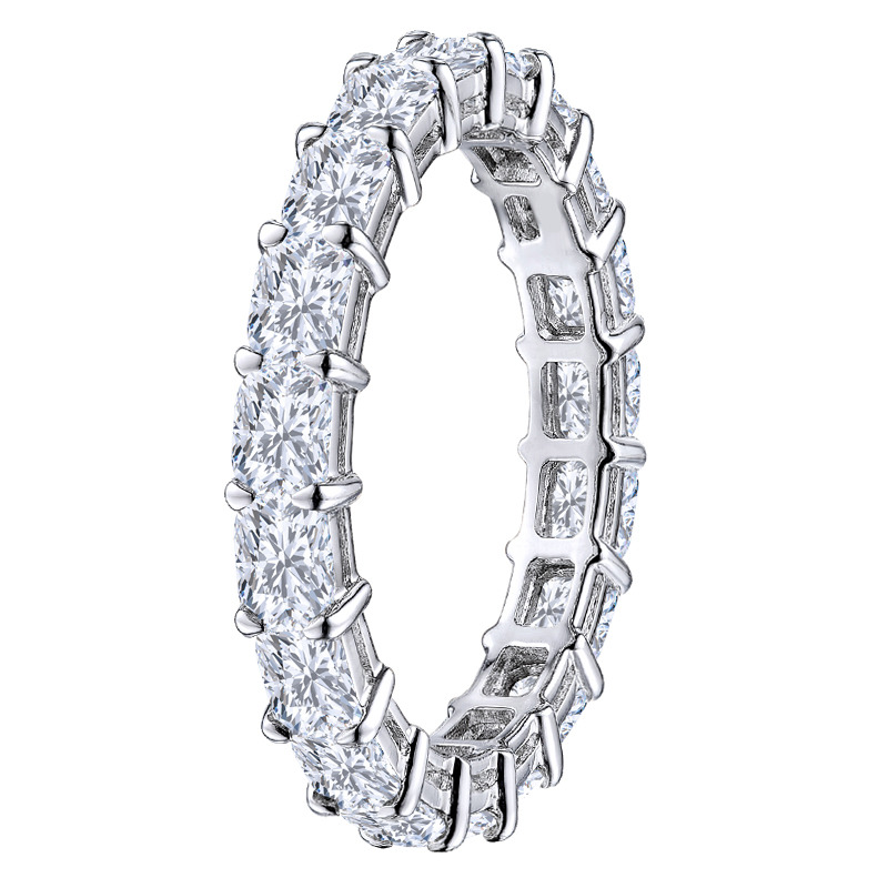 1.25 Ct Lab-Created Cushion Cut Ealhswuth  Eternity Diamond Rings in 9K White Gold