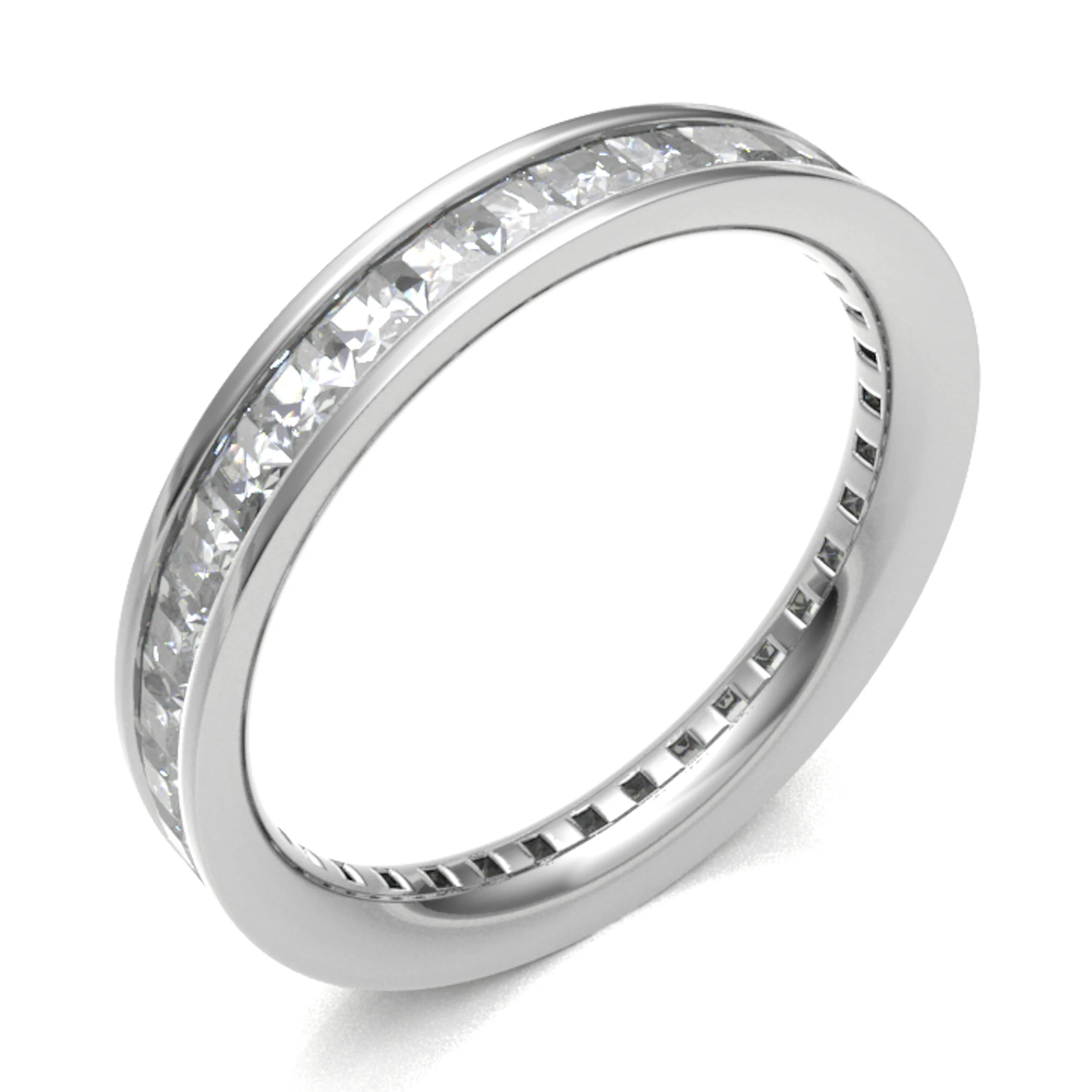 0.75 Ct Lab-Created Princess Cut Eadgyfu  Eternity Diamond Rings in 9K White Gold