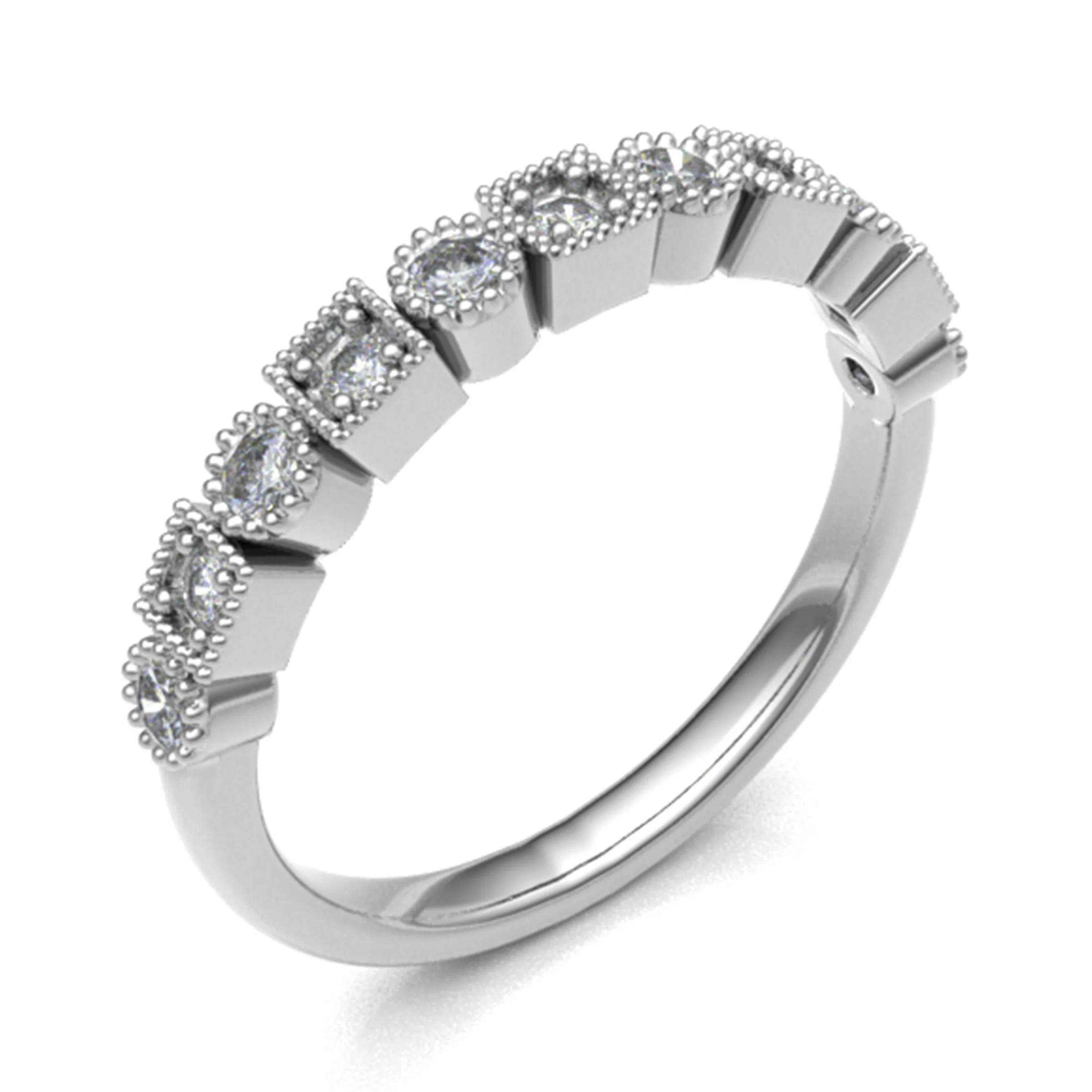 0.25 Ct Natural Round Cut Elyce  Eternity Diamond Rings in 18K White Gold