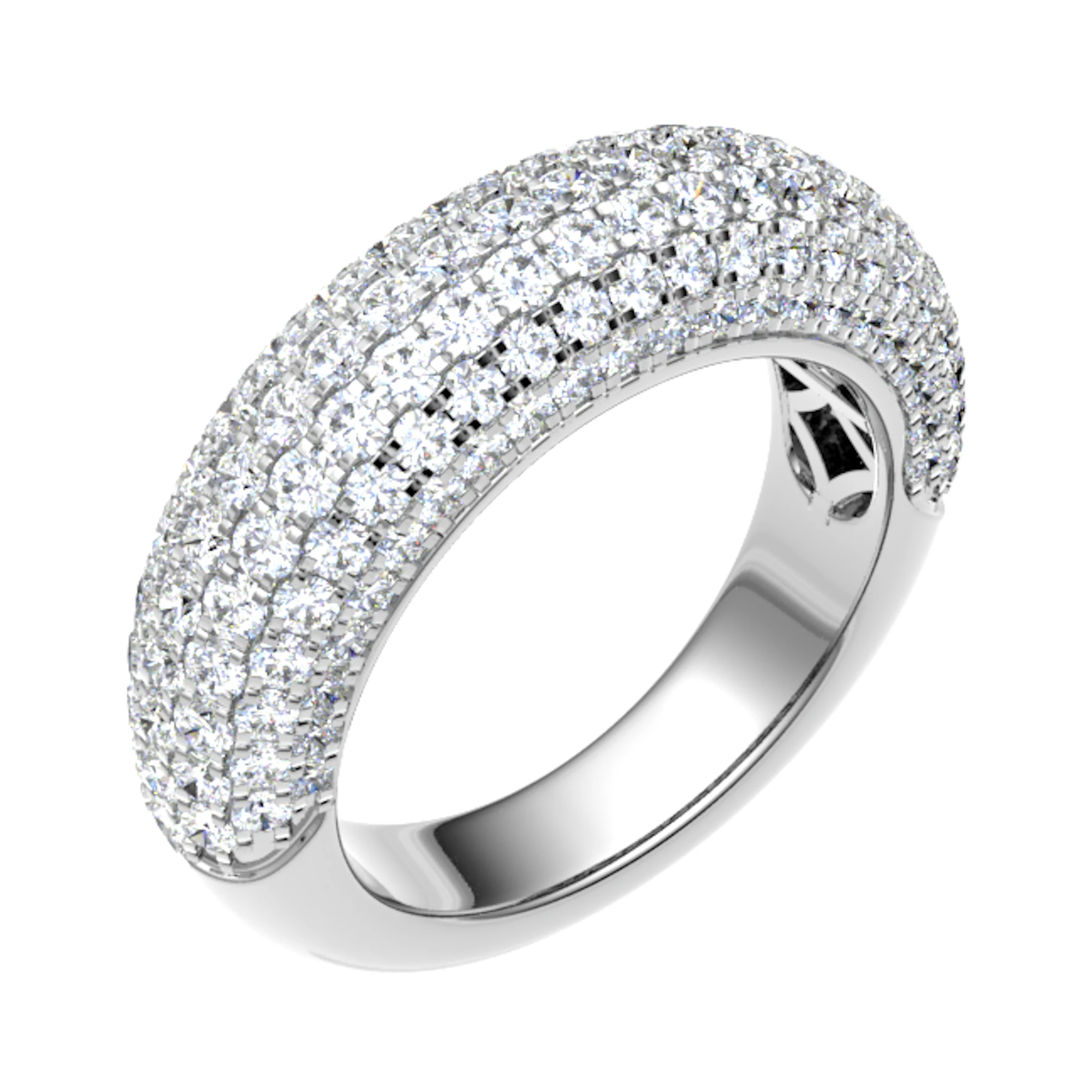 1.5 Ct Natural Round Cut Elvyne  Eternity Diamond Rings in 18K White Gold