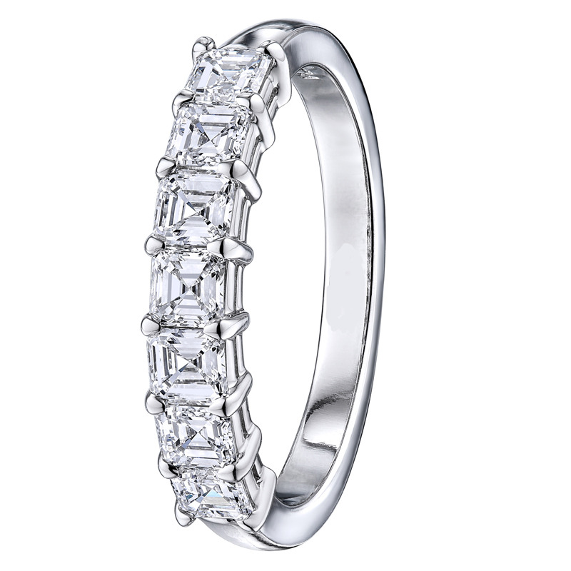 0.75 Ct Lab-Created Asscher Cut Dorcey  Eternity Diamond Rings in 9K White Gold