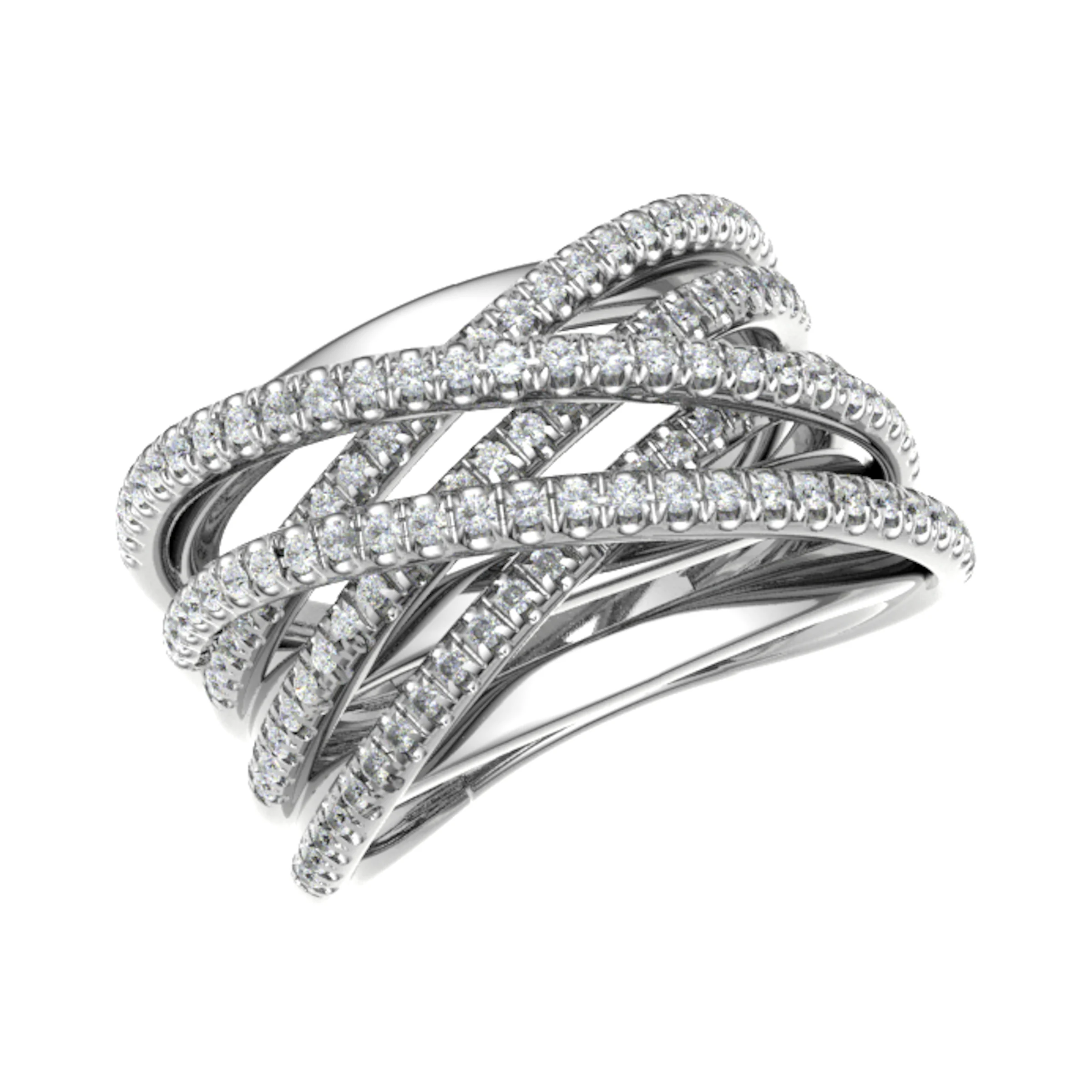 0.6 Ct Natural Round Cut Ebota  Eternity Diamond Rings in 18K White Gold