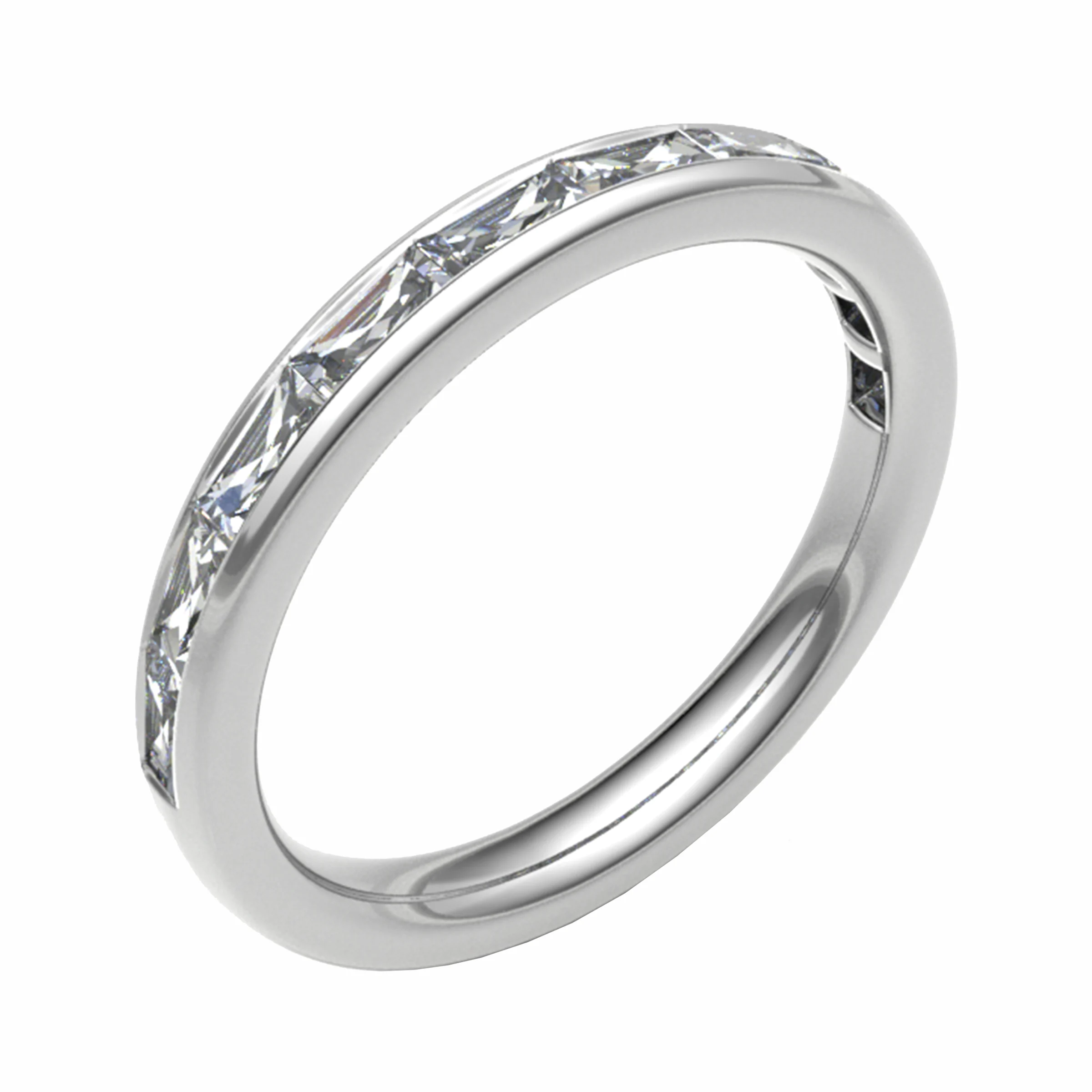 0.25 Ct Lab-Created Baguette Cut Erdudfyl  Eternity Diamond Rings in 9K White Gold