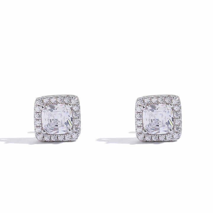 0.5 Ct Natural Cushion Cut Men's Diamond Earrings in Silver 925