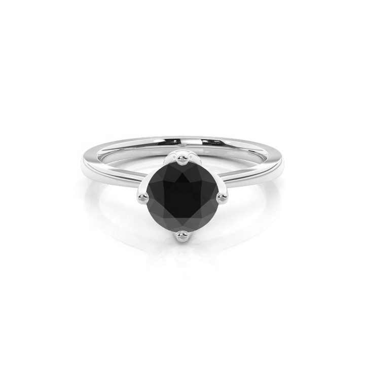 0.2 Ct Round Cut Andreal  Black Diamond Engagement Rings in Silver 925