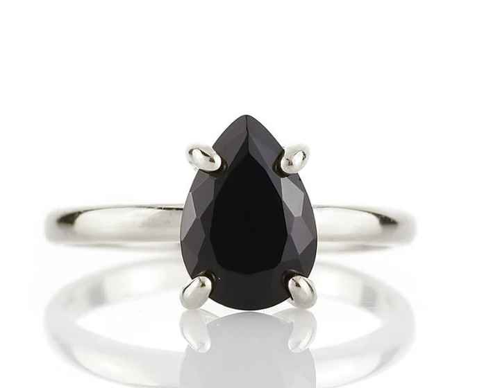 0.2 Ct Pear Cut Heartline  Black Diamond Engagement Rings in Silver 925