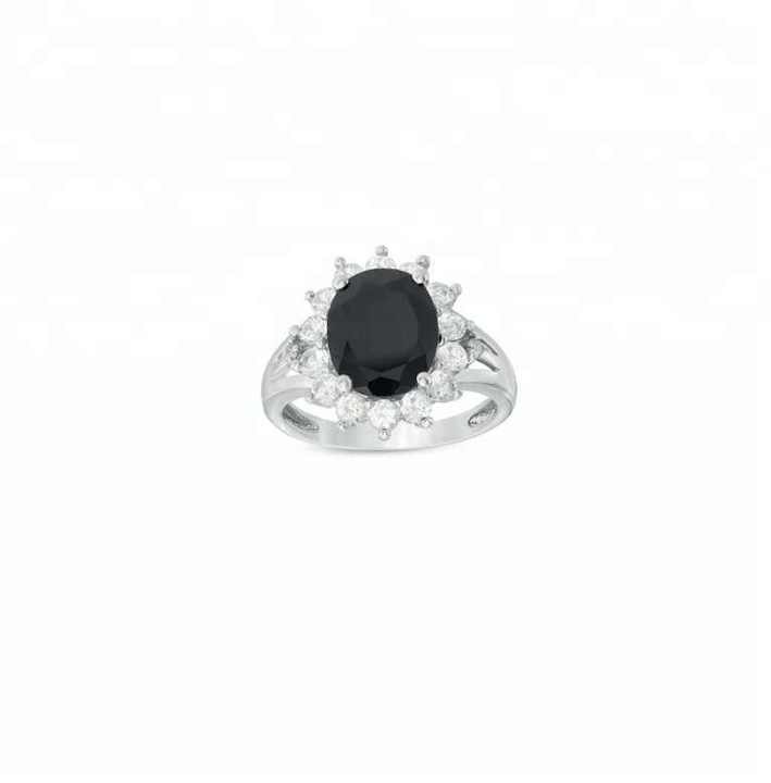 0.25 Ct Black Diamond Oval Cut Sheila  Halo Engagement Rings in Silver 925