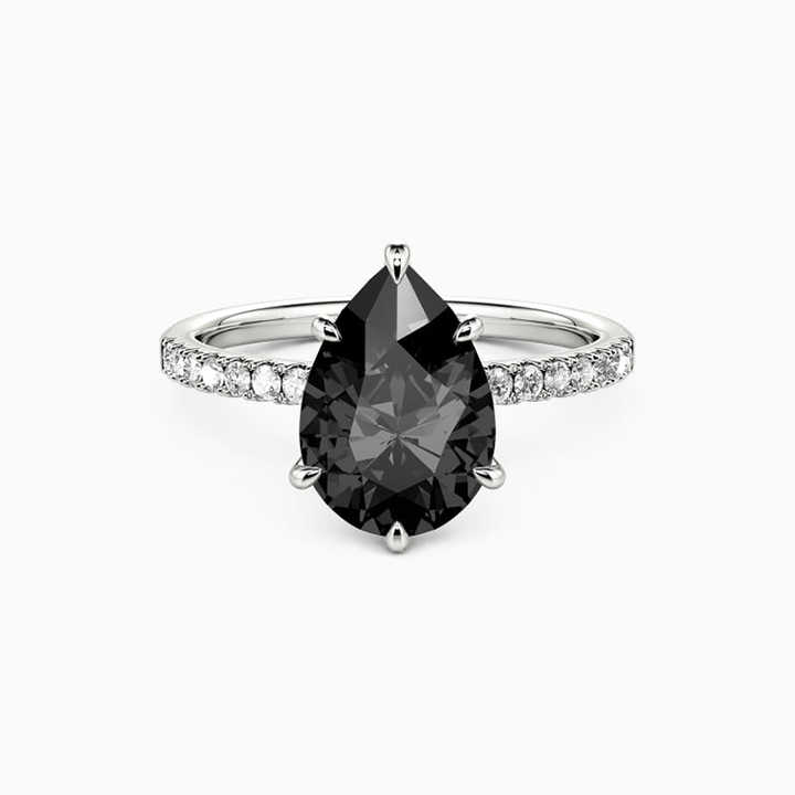 0.5 Ct Black Diamond Pear Cut Leonal  Halo Engagement Rings in Silver 925