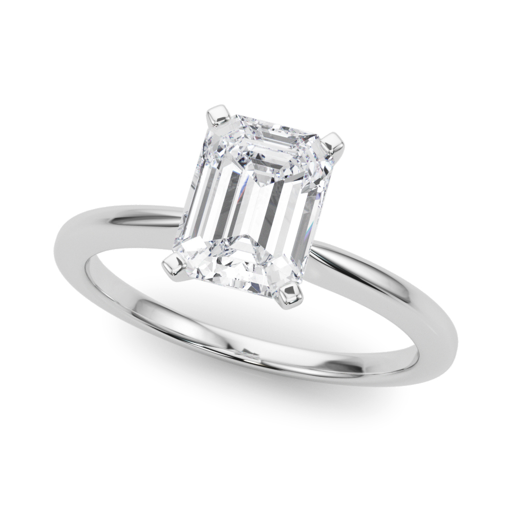 1.51 Ct Natural Diamond Emerald Cut Trixie  in 9K White Gold