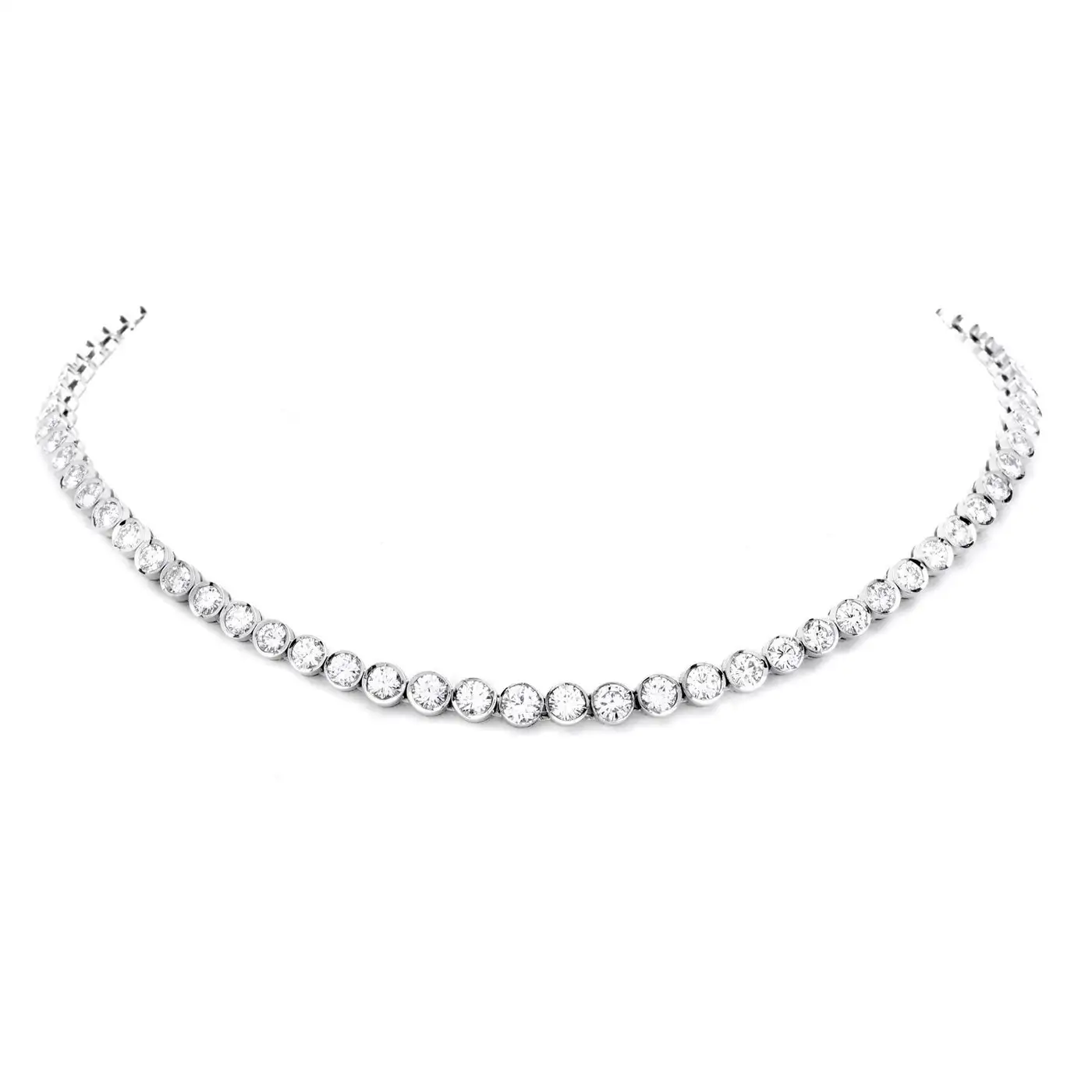 4.75 Ct Natural Round Cut Terrene  Diamond Necklaces in 9K White Gold