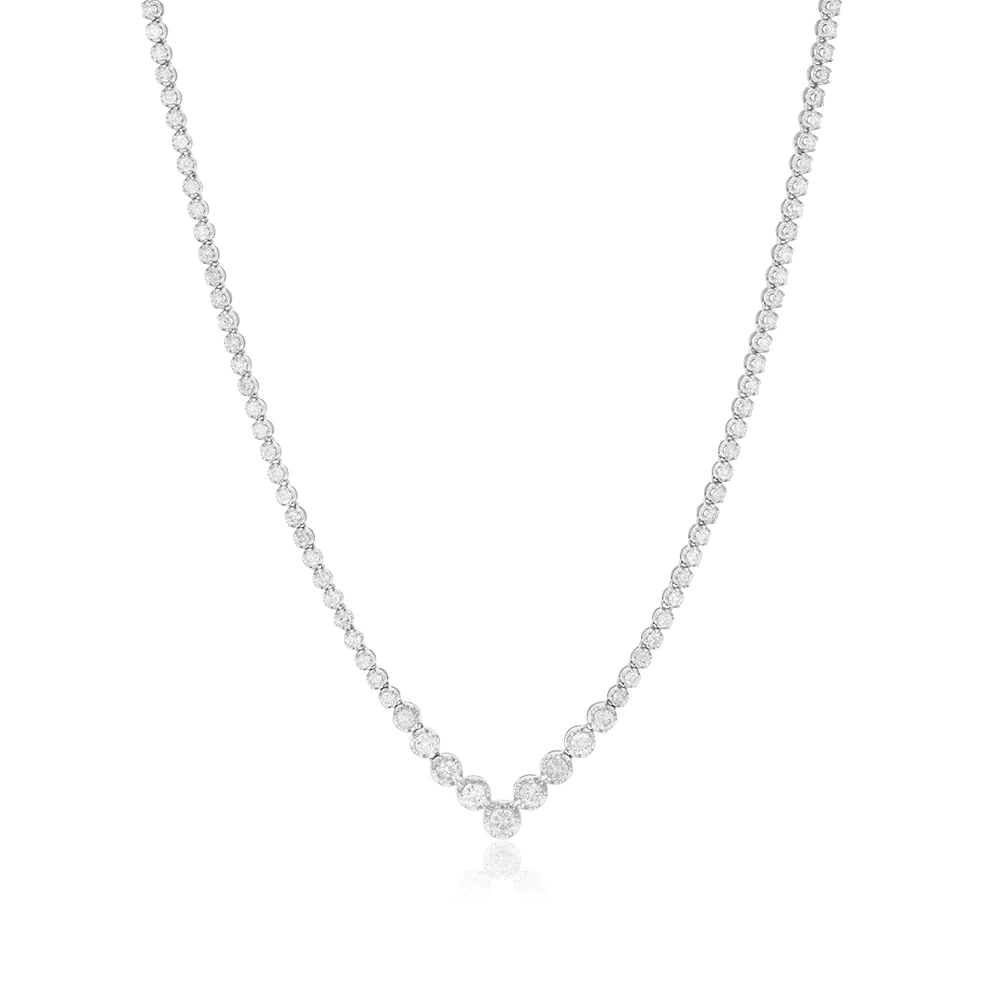 1.73 Ct Natural Round Cut Tathere  Diamond Necklaces in 9K Yellow Gold