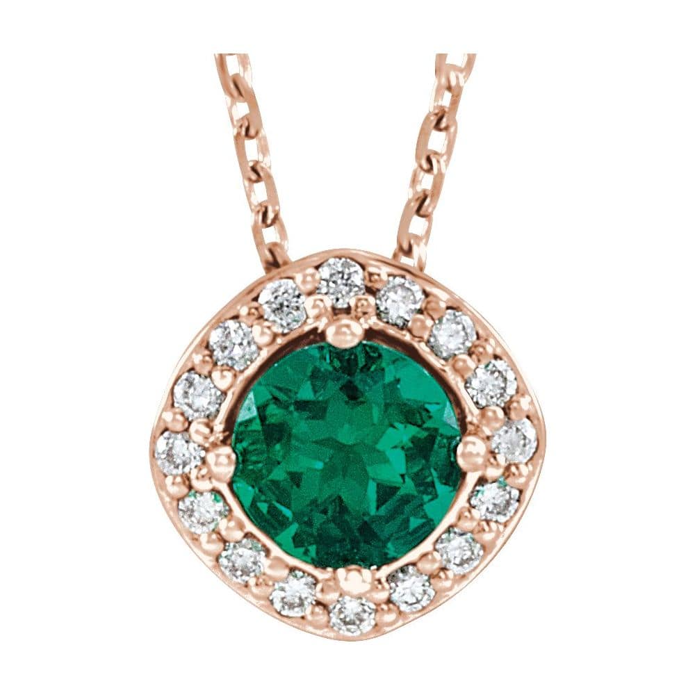 0.16 Ct Round Cut Wardell  Emerald Necklaces in 18K White Gold