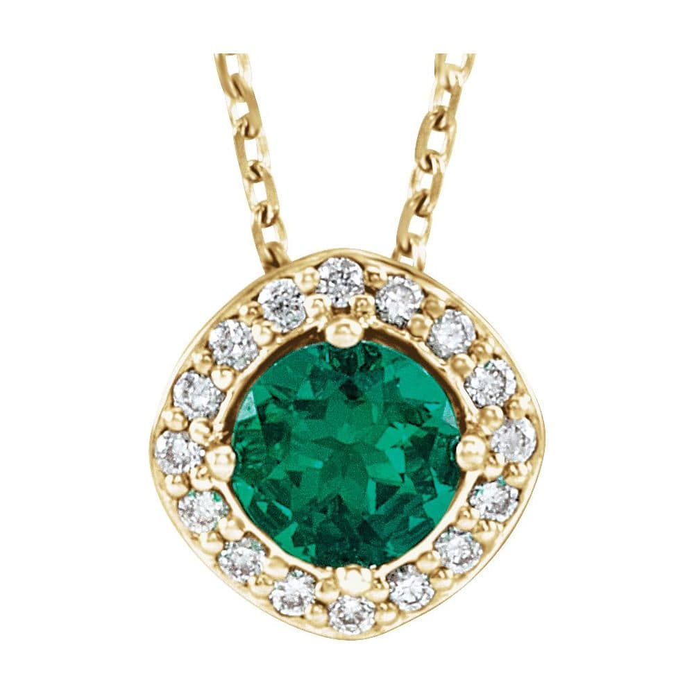 0.16 Ct Round Cut Wardell  Emerald Necklaces in 18K White Gold