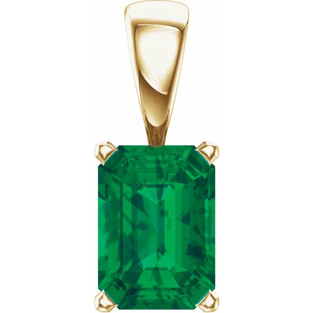 1 Ct Cut Galanthus  Emerald Necklaces in 18K White Gold