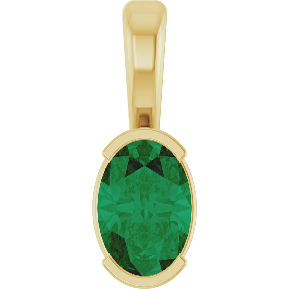 0.5 Ct Oval Cut Wenona  Emerald Necklaces in 18K White Gold