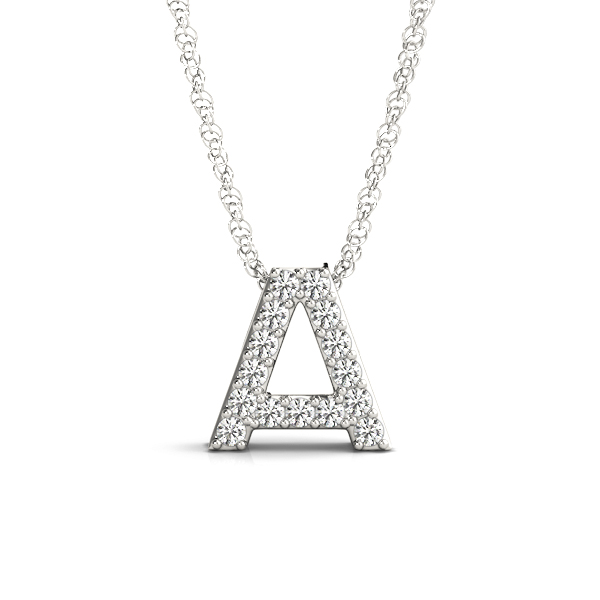 0.07 Ct Lab-Created Round Cut Liam Diamond Initial Necklaces in Silver 925