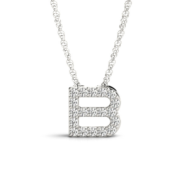 0.09 Ct Lab-Created Round Cut Tyler Diamond Initial Necklaces in Silver 925