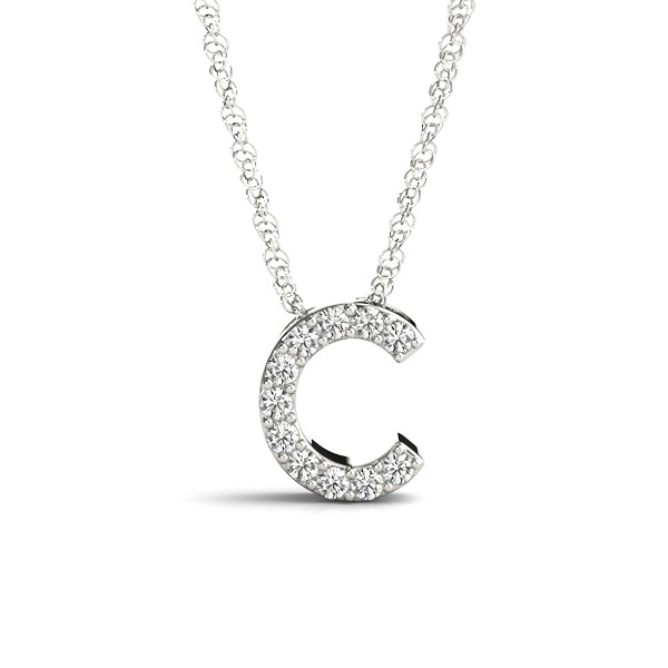 0.05 Ct Lab-Created Round Cut Luke Diamond Initial Necklaces in Silver 925