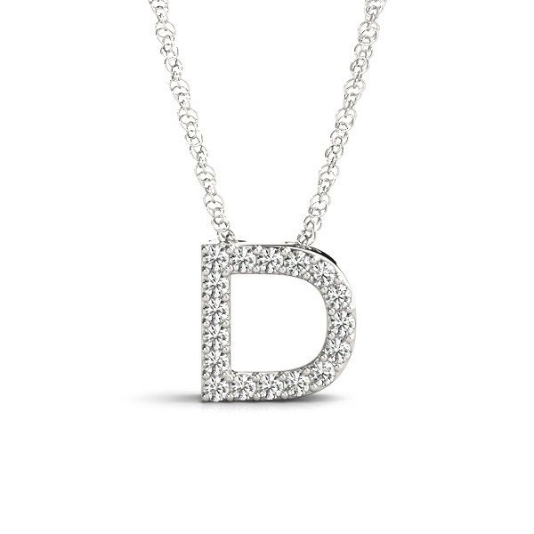 0.08 Ct Lab-Created Round Cut Noah Diamond Initial Necklaces in Silver 925