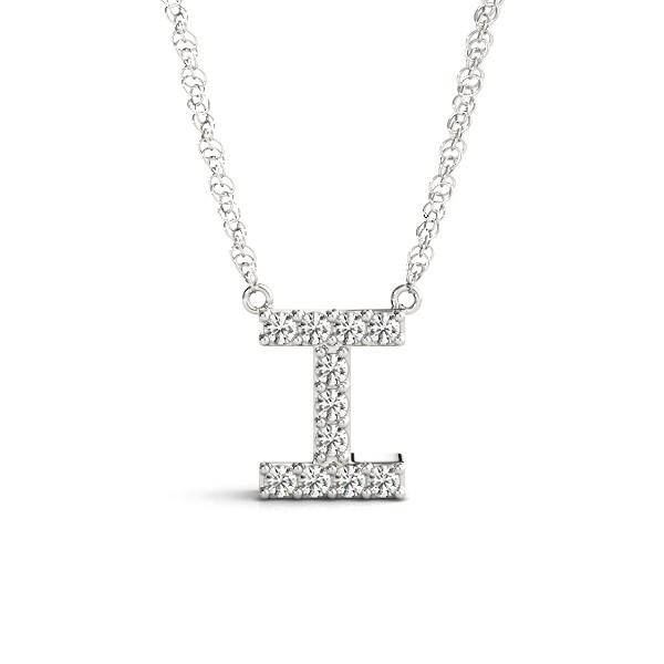 0.05 Ct Lab-Created Round Cut Oliver  Diamond Initial Necklaces in Silver 925